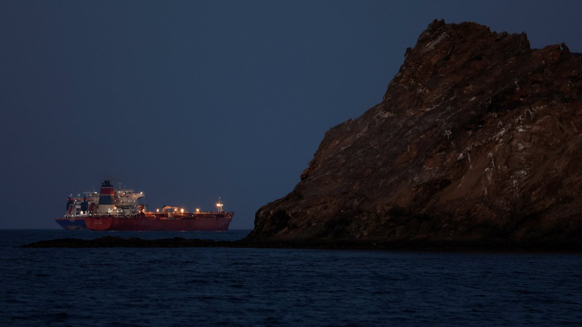 The Callisto tanker sits anchored as the traffic is down in the Strait of Hormuz, amid the U.S.-Israeli conflict with Iran, in Muscat, Oman, March 10, 2026. (Reuters Photo)
