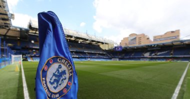 General view of the corner flag inside Stamford Bridge before the Premier League match between Chelsea and Brentford, London, U.K., April 2, 2022. (Reuters Photo)
