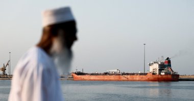 A tanker sits anchored in the Port Sultan Qaboos as the traffic is down in the Strait of Hormuz, amid the U.S.-Israeli conflict with Iran, Muscat, Oman, March 12, 2026. (Reuters Photo)
