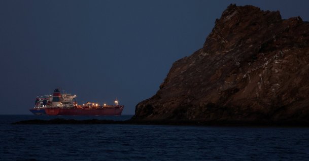 The Callisto tanker sits anchored as the traffic is down in the Strait of Hormuz, amid the U.S.-Israeli conflict with Iran, in Muscat, Oman, March 10, 2026. (Reuters Photo)