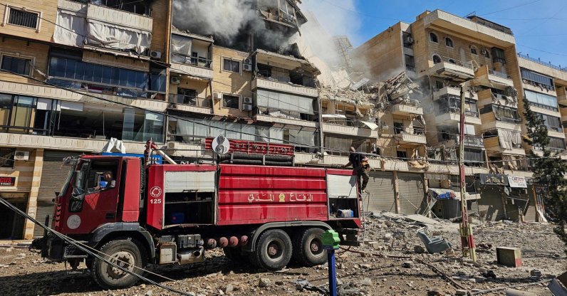 Firefighters work at the site of an Israeli airstrike in the southern suburbs of Beirut, Lebanon, March 17, 2026. (AFP Photo)