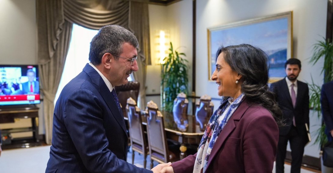 Vice President Cevdet Yılmaz meets with Canadian Foreign Minister Anita Anand at the Presidential Complex, Ankara, Türkiye, March 17, 2026. (IHA Photo)