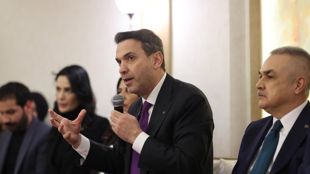 Energy and Natural Resources Minister Alparslan Bayraktar speaks during a visit to Aydın province, western Türkiye, March 14, 2026. (AA Photo)