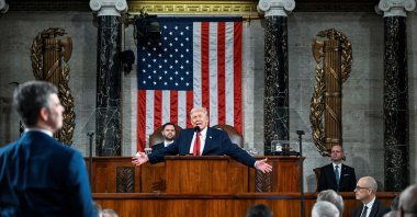 U.S. President Donald Trump delivers the first State of the Union address of his second term to a joint session of Congress in the House Chamber of the United States Capitol,  Washington, U.S., Feb. 24, 2026. (AFP Photo)