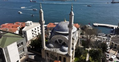 An aerial view shows Cihangir Mosque overlooking the Bosporus and Marmara Sea, Istanbul, Türkiye, March 10, 2026. (AA Photo)