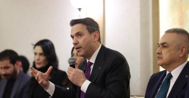 Energy and Natural Resources Minister Alparslan Bayraktar speaks during a visit to Aydın province, western Türkiye, March 14, 2026. (AA Photo)