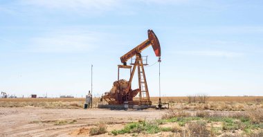 A pump jack is seen at sunset in Stanton, Texas, U.S., March 17, 2026. (AFP Photo)