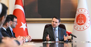 Justice Minister Akın Gürlek speaks at an event at the Justice Ministry, Ankara, Türkiye, Feb. 24, 2026. (DHA Photo)