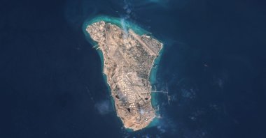 An undated satellite view of Kharg Island, located in the Persian Gulf off the coast of Iran. (Getty Images Photo)