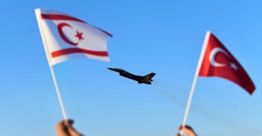 This photo, shared by the Ministry of National Defense with the message addressed to the Turkish Republic of Northern Cyprus (TRNC), “We’ve come for our brother," TRNC, March 9, 2026. (İHA Photo)