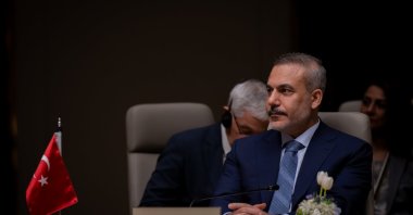 Foreign Minister Hakan Fidan attends a late-night meeting with counterparts to discuss recent regional developments, Riyadh, Saudi Arabia, March 19, 2026. (AA Photo)