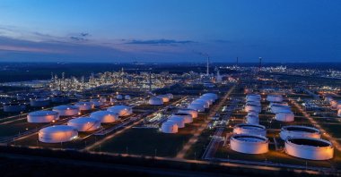 A drone view of oil storage containers and facilities of the TotalEnergies refinery in the Leuna Chemical Complex, Leuna, Germany, March 17, 2026. (Reuters Photo)