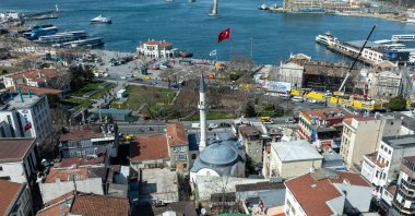 An aerial view of the Iskele Mosque, situated within the bustling streets of Kadıköy, Istanbul, Türkiye, March 17, 2026. (AA Photo)