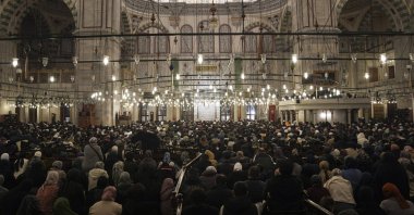 Citizens pray and make supplications at Fatih Mosque, Istanbul, Türkiye, March 16, 2026. (AA Photo)