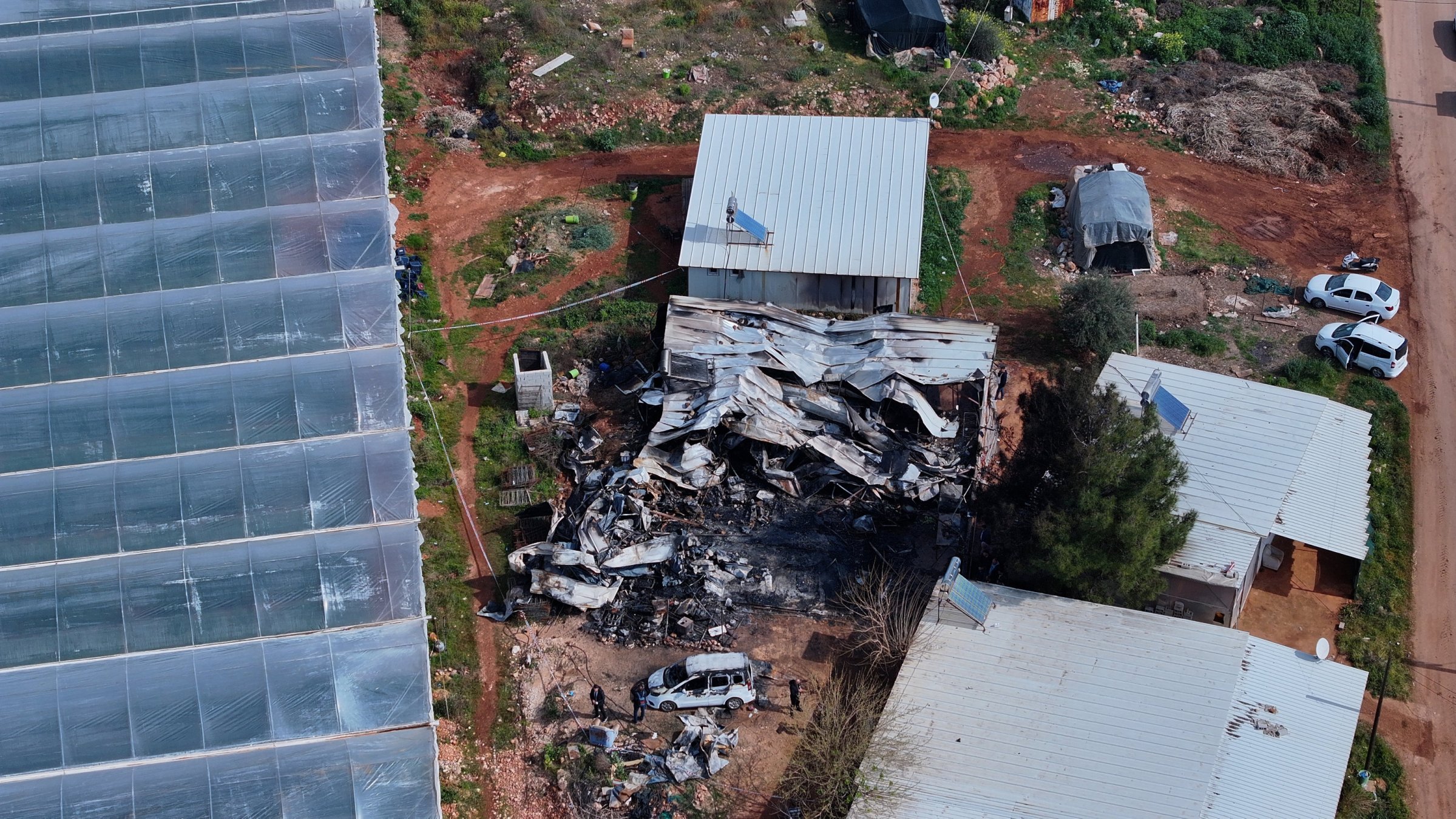 The burnt container seen from above following a deadly fire, Antalya, Türkiye, March 20, 2026. (AA Photo)