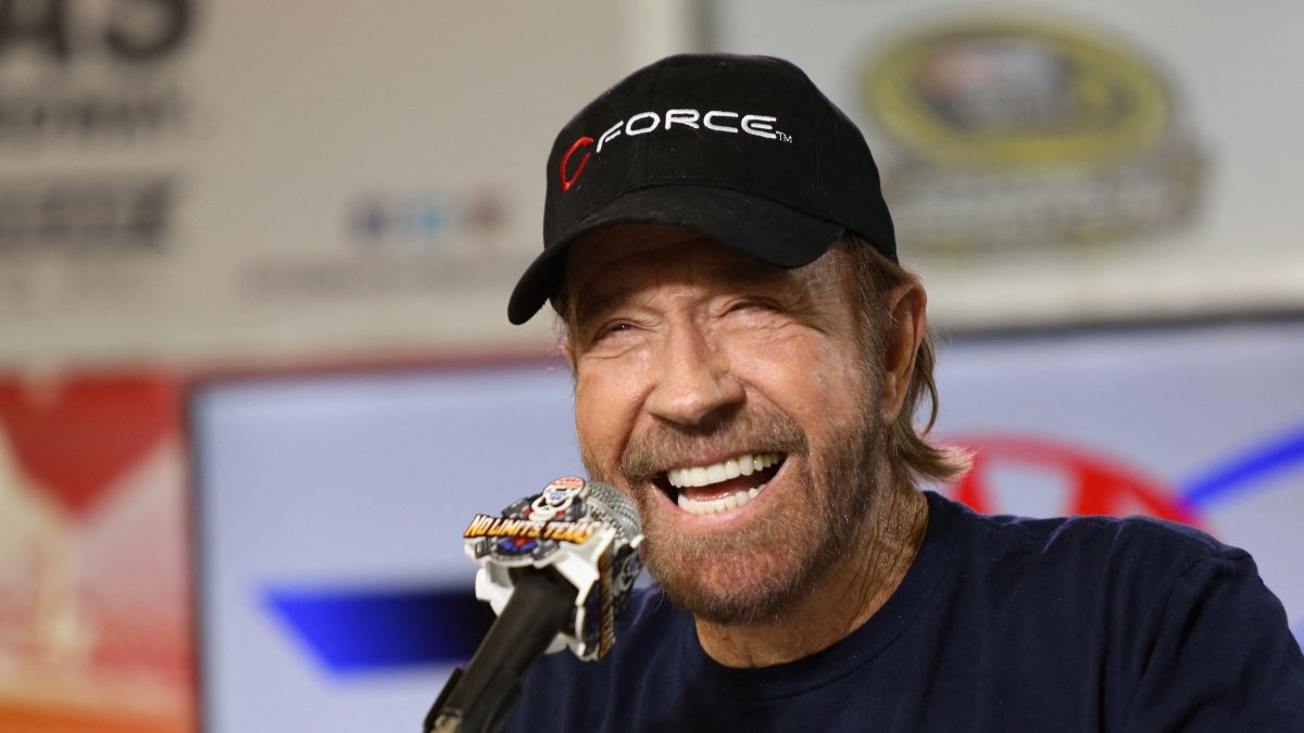 (FILES) Actor Chuck Norris speaks with the media during a press conference before the NASCAR Sprint Cup Series AAA Texas 500 at Texas Motor Speedway, Fort Worth, U.S., Nov. 6, 2016. (AFP Photo)