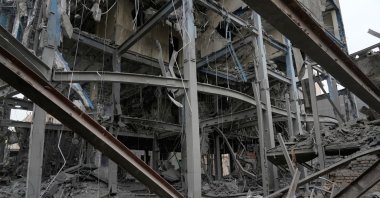 The shattered structure of a police station is seen after it was hit Friday in a U.S.-Israeli strike, Tehran, Iran, March 15, 2026. (AP Photo)
