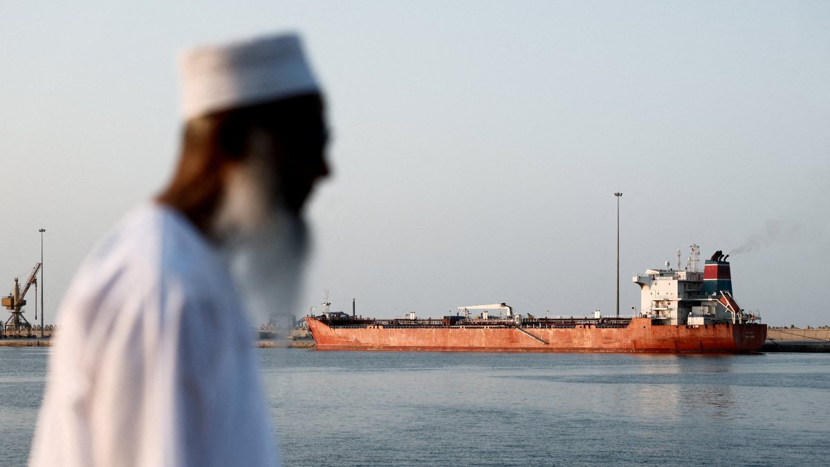 The Callisto tanker sits anchored in Port Sultan Qaboos as the traffic is down in the Strait of Hormuz, amid the U.S.-Israeli conflict with Iran, in Muscat, Oman, March 12, 2026. (Reuters Photo)