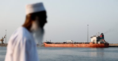 The Callisto tanker sits anchored in Port Sultan Qaboos as the traffic is down in the Strait of Hormuz, amid the U.S.-Israeli conflict with Iran, in Muscat, Oman, March 12, 2026. (Reuters Photo)