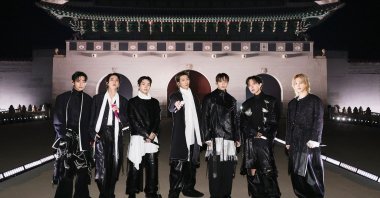 K-pop boy group BTS pose for their concert at Gwanghwamun Square in Seoul, South Korea, March 21, 2026. (AFP Photo)