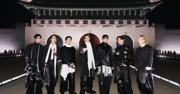 K-pop boy group BTS pose for their concert at Gwanghwamun Square in Seoul, South Korea, March 21, 2026. (AFP Photo)