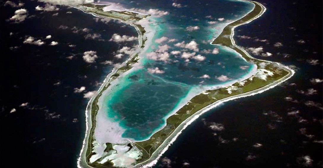 This image released by the U.S. Navy shows an aerial view of Diego Garcia. (AP Photo)