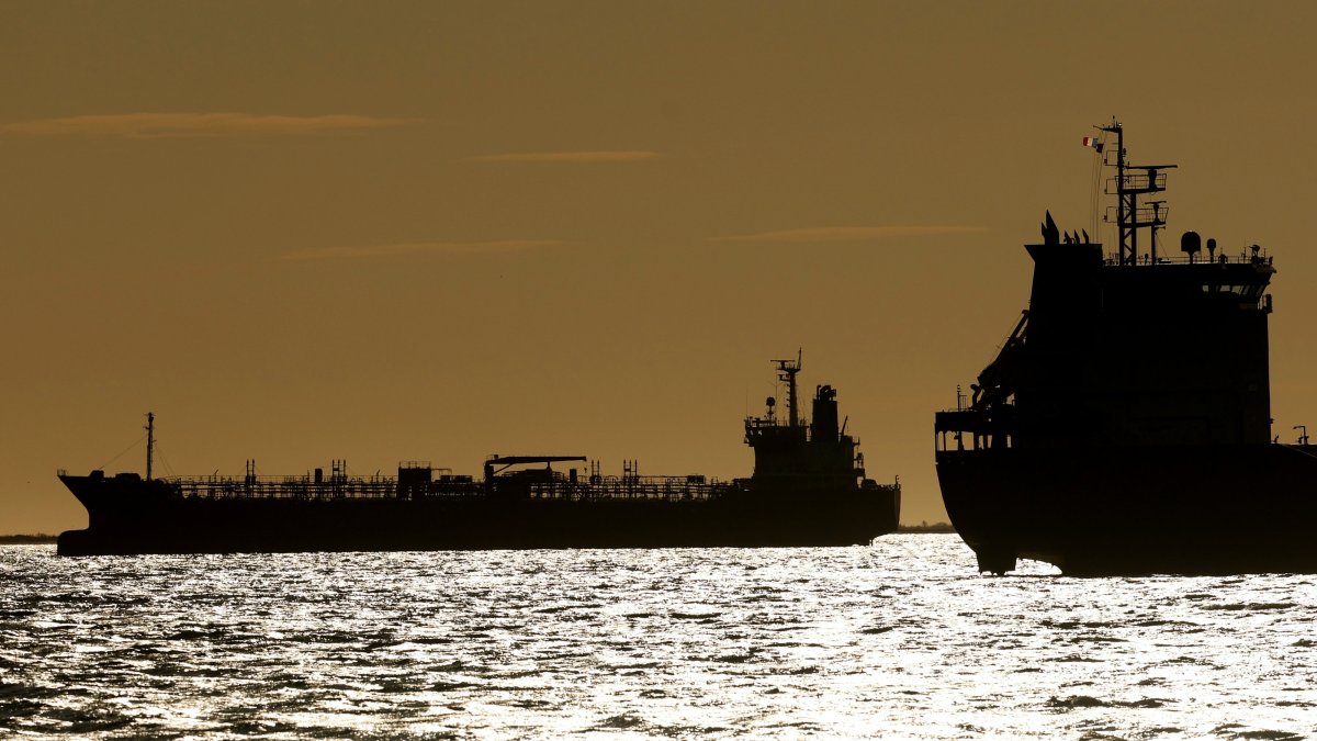 Oil and gas tankers wait in the Gulf of Fos-sur-Mer, southern France, March 12, 2026. (EPA Photo)
