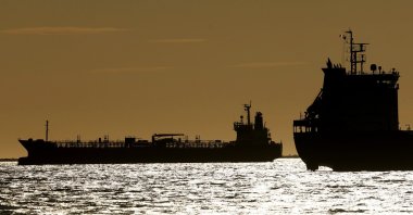 Oil and gas tankers wait in the Gulf of Fos-sur-Mer, southern France, March 12, 2026. (EPA Photo)