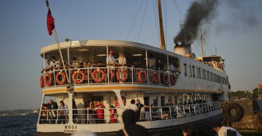 A ferry departs from the Eminönü terminal on the Golden Horn, Istanbul, Türkiye, June 13, 2025. (AP Photo)
