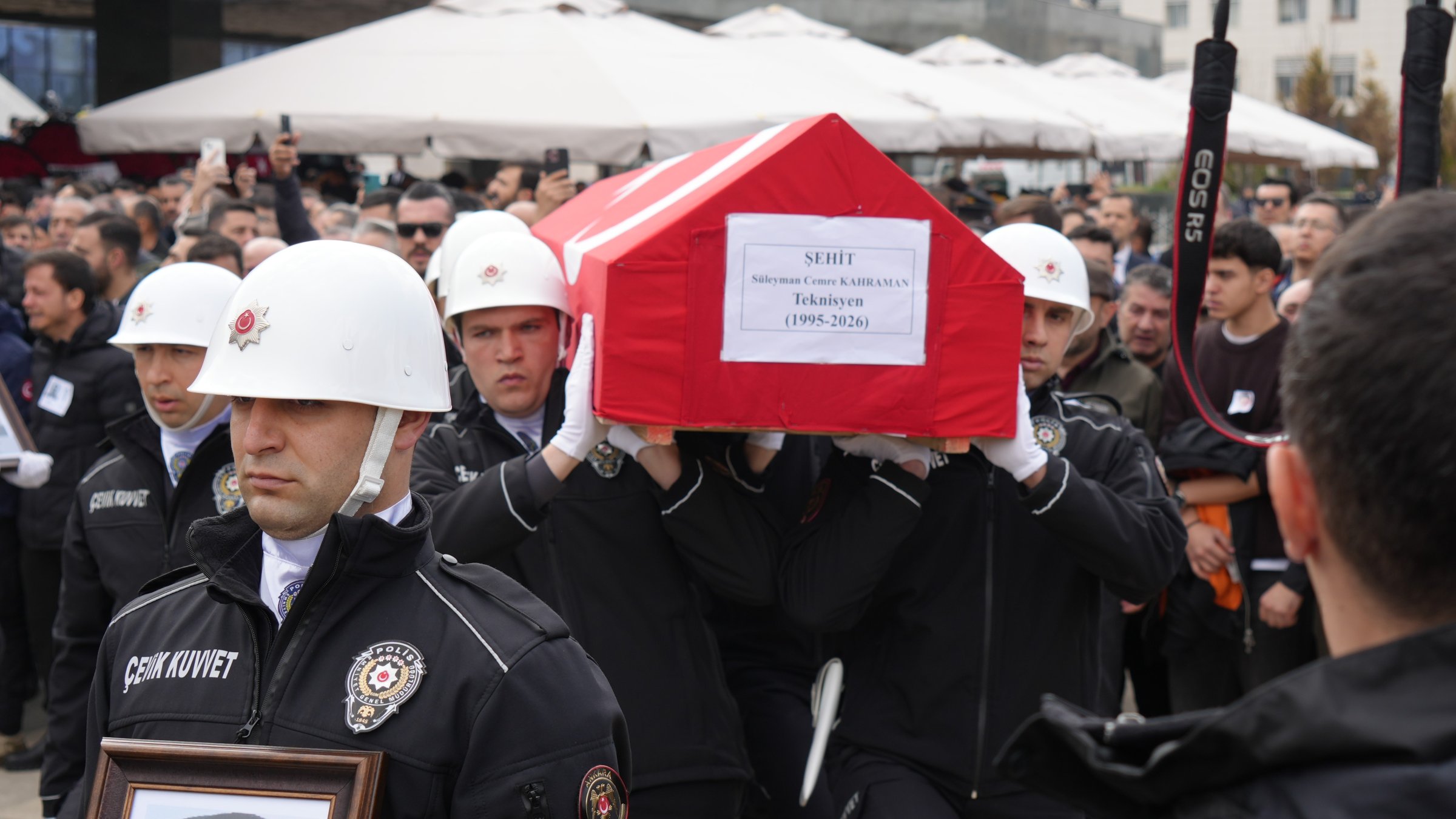 Honor guards carry the coffins of martyrs at the funeral prayers, Ankara, Türkiye, March 23, 2026. (İHA Photo)
