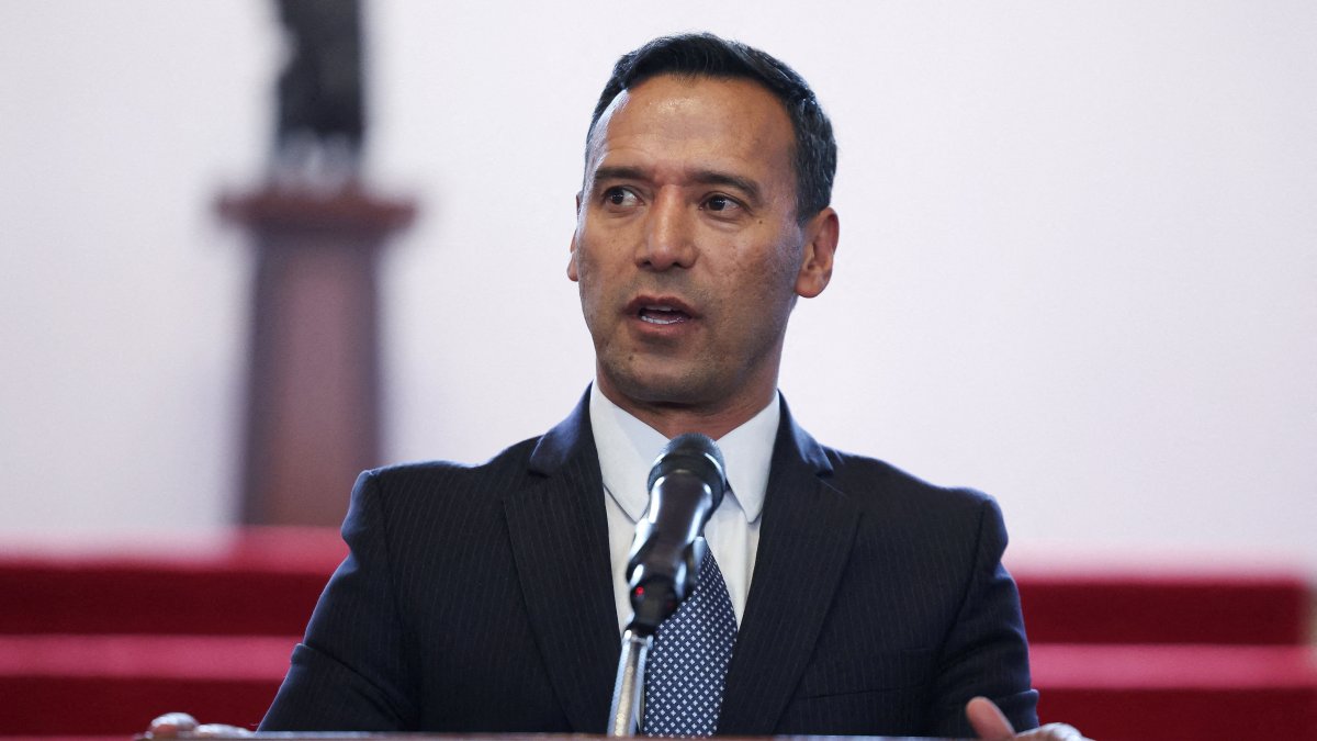 Colombia's Minister of Defense Pedro Arnulfo Sanchez, speaks during a press conference about tariffs imposed by the Ecuadorian government, in Bogota, Colombia, Jan. 27, 2026. 
(Reuters File Photo)
