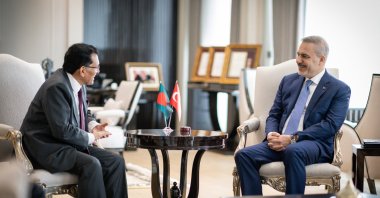 Foreign Minister Hakan Fidan meets with Bangladeshi Foreign Minister Khalilur Rahman, Ankara, Türkiye, March 14, 2026. (AA Photo)
