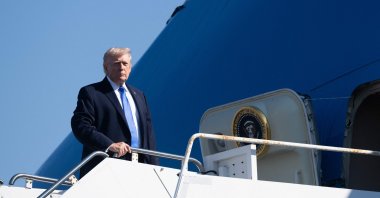 U.S. President Donald Trump boards Air Force One prior to departure from Palm Beach International Airport in West Palm Beach, Florida, U.S., March 23, 2026. (AFP Photo)