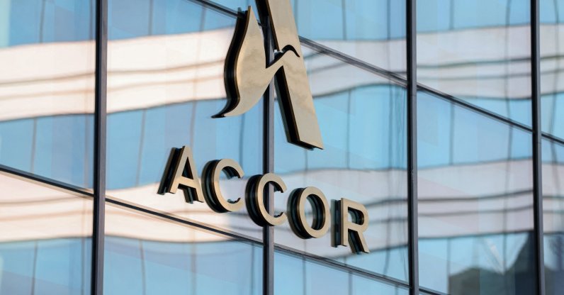 The logo of French multinational hospitality company Accor is displayed on the facade of its headquarters in Issy-les-Moulineaux, outside Paris, March 19, 2026. (AFP Photo)