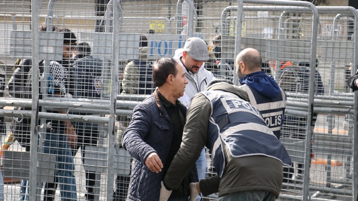 Police search demonstrators arrive for a Nevruz event organized by the pro-PKK DEM Party, Diyarbakır, southeastern Türkiye, March 21, 2026. (DHA Photo)