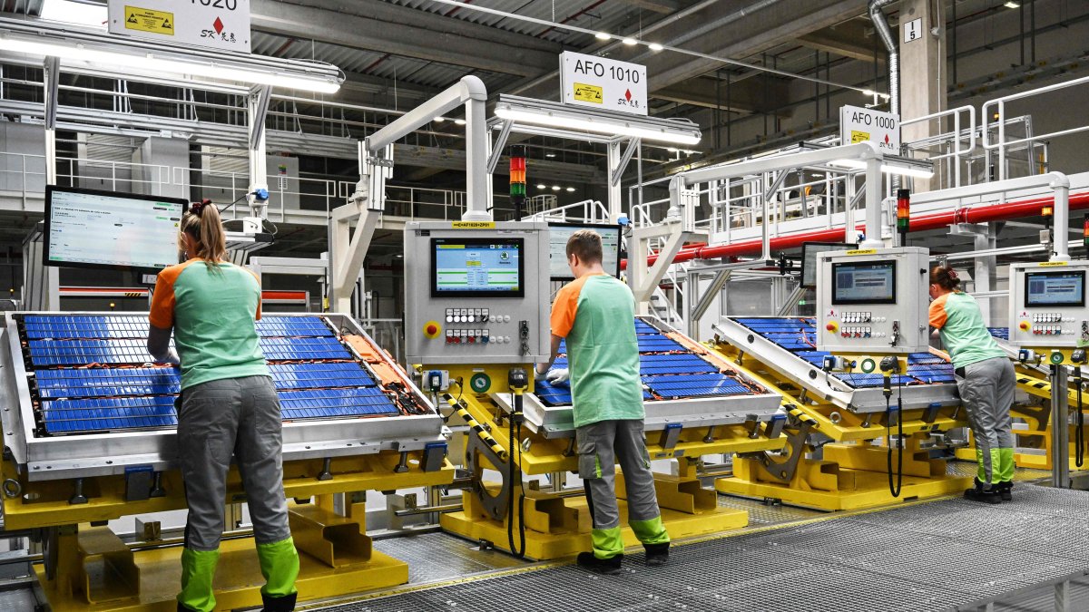 The new battery systems assembly hall is seen during its opening at the Skoda factory, Mlada Boleslav, Czechia, Feb. 27, 2026. (AFP Photo)