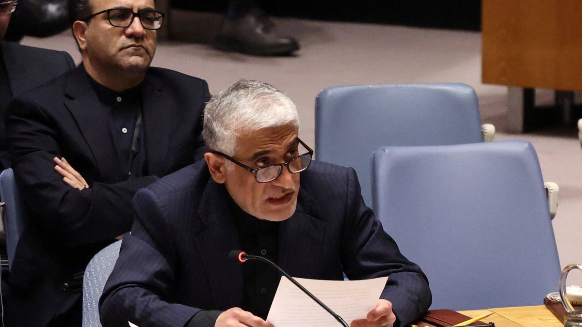 Amir-Saeid Iravani, Iran's Ambassador to the United Nations, addresses members of the United Nations Security Council on resolutions on the situation in Iran and the Middle East at U.N. headquarters in New York City, U.S., March 11, 2026. (Reuters File Photo)
