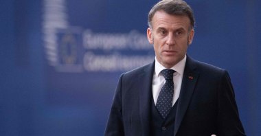 French President Emmanuel Macron arrives for an EU summit at the EU headquarters, Brussels, Belgium, March 19, 2026. (AFP Photo)