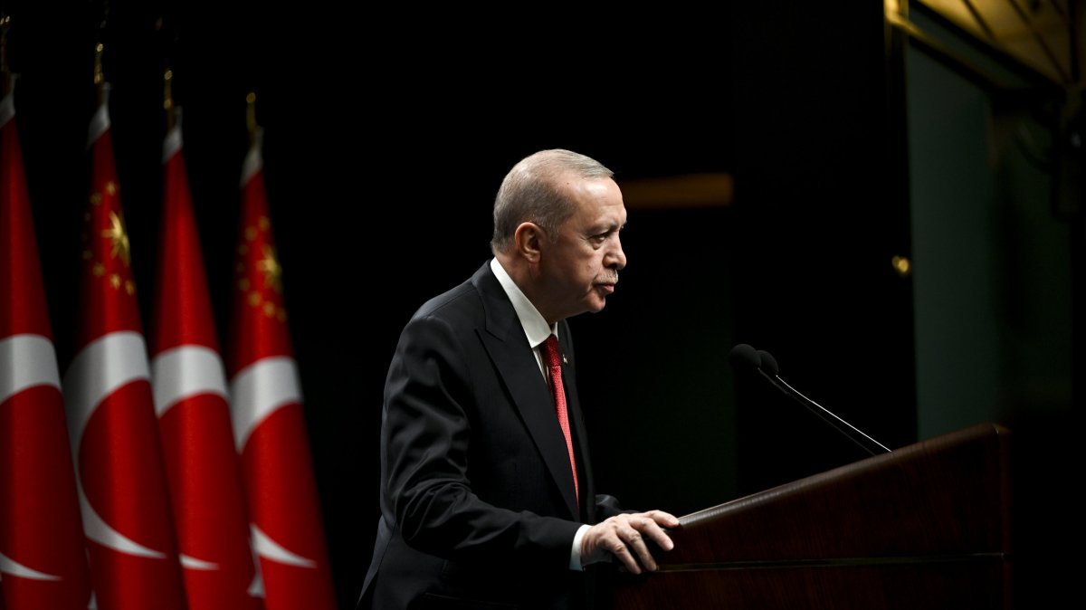 President Recep Tayyip Erdoğan addresses the media following the Cabinet meeting held at the Presidential Complex, Ankara, Türkiye, March 24, 2026. (AA Photo)