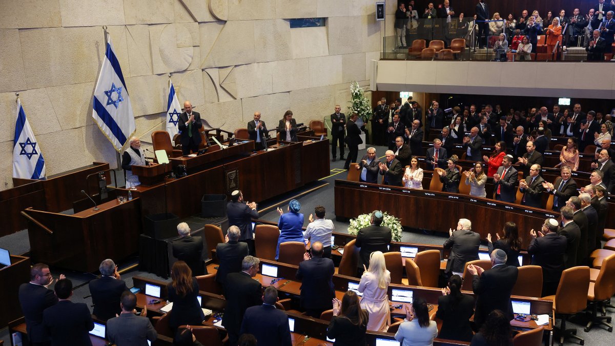 India's Prime Minister Narendra Modi addresses a special session of the Knesset, Israel's parliament, in Jerusalem, Feb. 25, 2026. (Reuters File Photo)