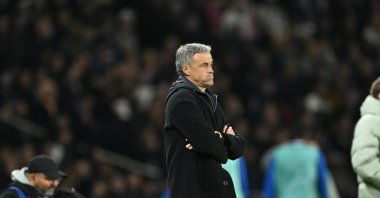 PSG coach Luis Enrique reacts during the UEFA Champions League match against Chelsea, Paris, Türkiye, March 11, 2026. (AA Photo)