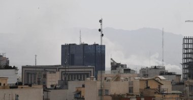 Thick smoke rises in downtown Tehran, Iran, Feb. 28, 2026. (DHA via Xinhua)