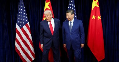 U.S. President Donald Trump and Chinese President Xi Jinping walk, as they hold a bilateral meeting at Gimhae International Airport on the sidelines of the Asia-Pacific Economic Cooperation (APEC) summit in Busan, South Korea, Oct. 30, 2025. (Reuters Photo)