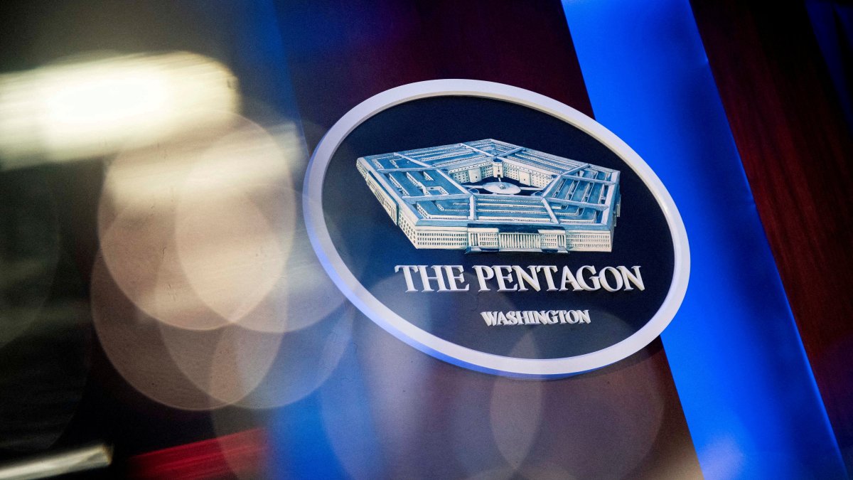 The Pentagon logo is seen behind the podium in the briefing room at the Pentagon in Arlington, Virginia, U.S., Jan. 8, 2026. (Reuters Photo)