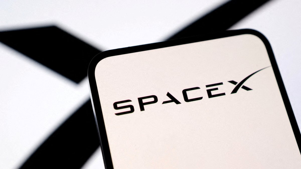 The SpaceX logo is seen in this illustration taken on March 10, 2025. (Reuters Photo)