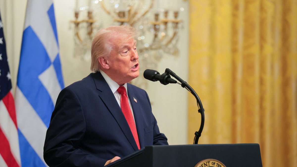 U.S. President Donald Trump delivers remarks at a celebration in honor of Greek Independence Day in the East Room at the White House in Washington, D.C., U.S., March 26, 2026. (Reuters Photo)