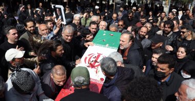 Iranians carry a coffin during the funeral for victims of the conflict between Iran, Israel and the U.S., Tehran, Iran, March 26, 2026. (EPA Photo)