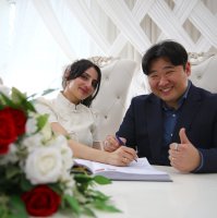 The newlyweds smile together during their wedding ceremony in Bingöl, Türkiye, March 26, 2026. (AA Photo) 