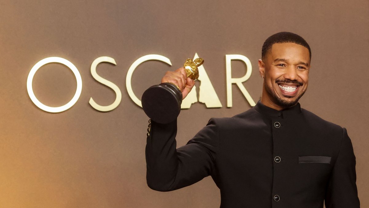 Michael B. Jordan, winner of the Best Actor Award for “Sinners,” poses in the press room during the 98th Oscars at Dolby Theatre in Hollywood, California, U.S., March 15, 2026. (AFP Photo)