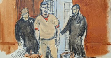 Former Venezuelan President Nicolas Maduro is escorted into a Manhattan federal courtroom, New York City, U.S., March 26, 2026. (AP Photo)